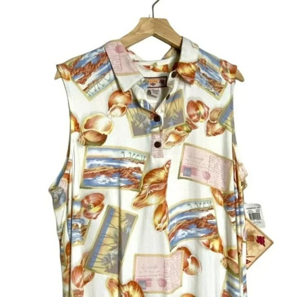 Caribbean Joe XL seashell shadow Hawaiian maxi sleeveless dress NEW‎ - Picture 5 of 7